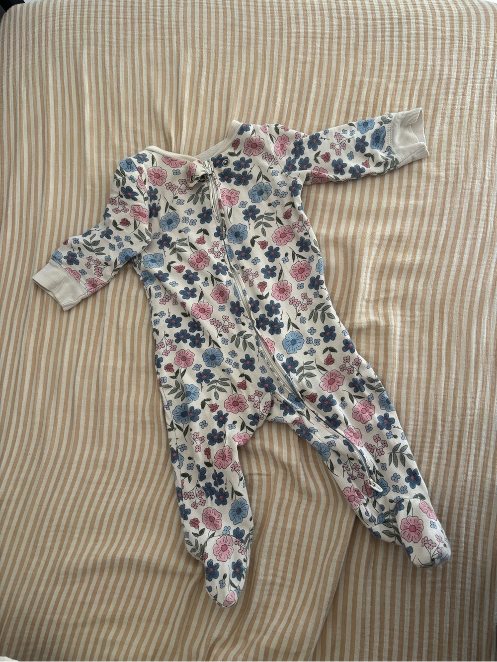 Carter's Cream Footed One-Piece with Pink & Blue Floral Print
